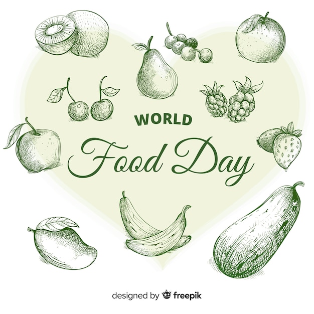 Vector gratuito dibujado a mano el día mundial de la comida