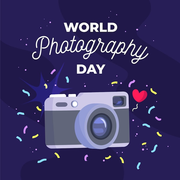 Vector gratuito dibujado a mano el día mundial de la fotografía