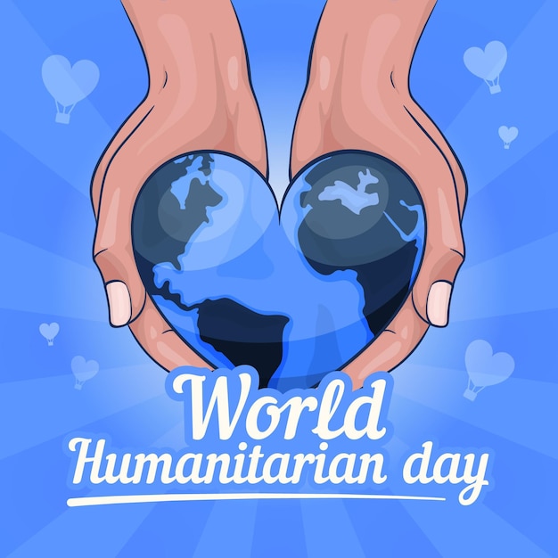 Dibujado a mano día mundial humanitario