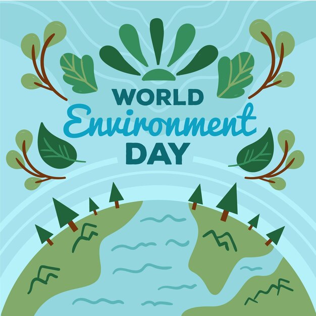 Dibujado a mano día mundial del medio ambiente salva el planeta ilustración