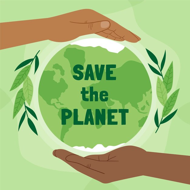 Dibujado a mano día mundial del medio ambiente salva el planeta ilustración