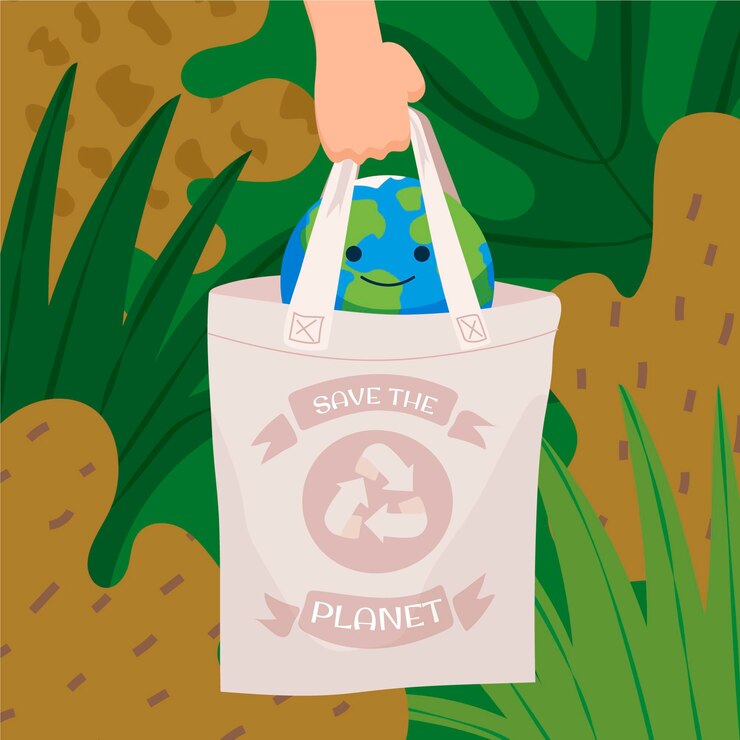 Vector gratuito dibujado a mano día mundial del medio ambiente salva el planeta ilustración