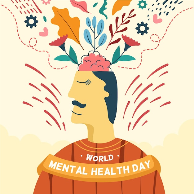 Vector gratuito dibujado a mano día mundial de la salud mental