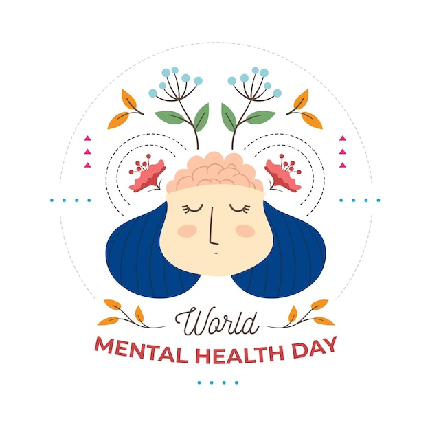 Dibujado a mano día mundial de la salud mental