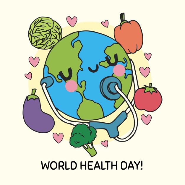 Dibujado a mano el día mundial de la salud