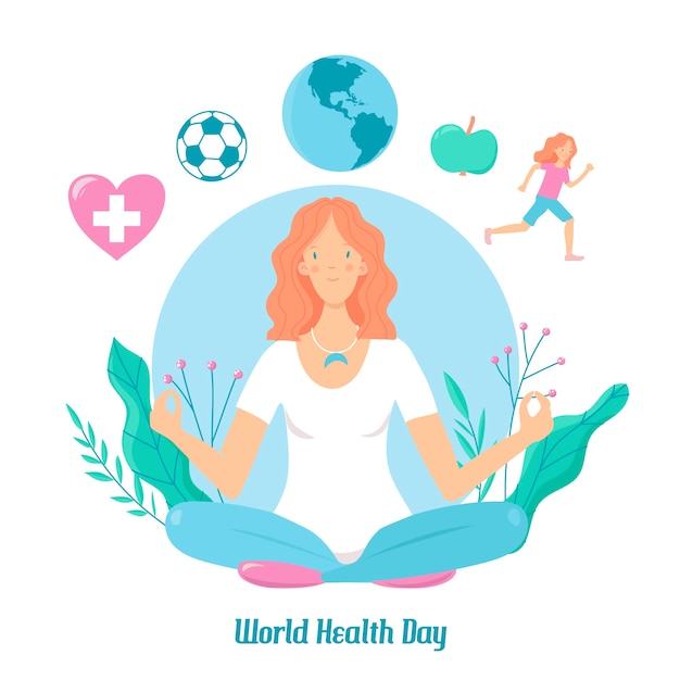 Dibujado a mano el día mundial de la salud