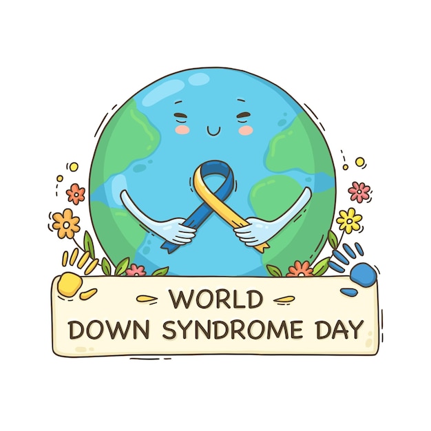 Dibujado a mano día mundial del síndrome de down