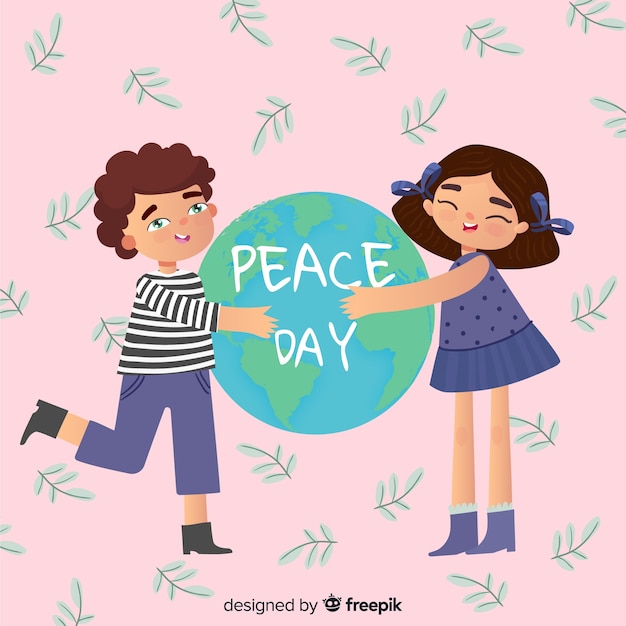 Dibujado a mano día de paz con niños