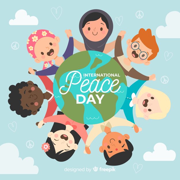 Dibujado a mano día de paz con niños