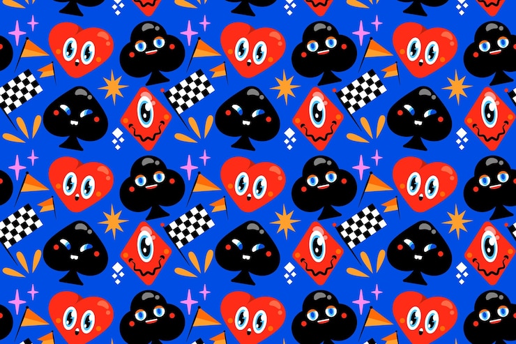 Vector gratuito dibujado a mano diseño de patrón de dibujos animados de moda plana