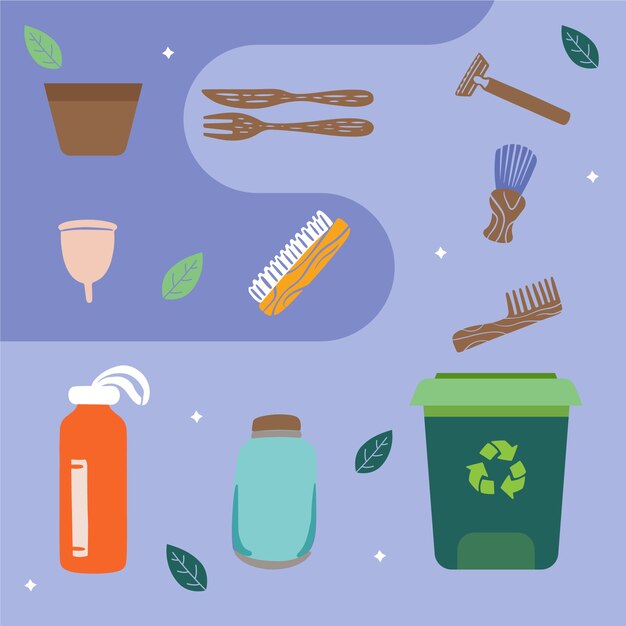 Dibujado a mano diseño plano cero basura recogida