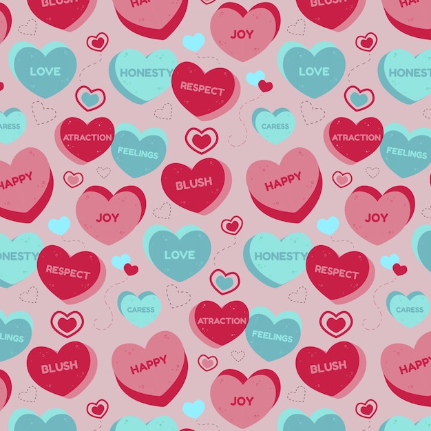 Dibujado a mano diseño plano conversación corazones ilustración patrón