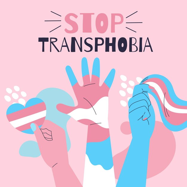 Dibujado a mano diseño plano detener el concepto de transfobia