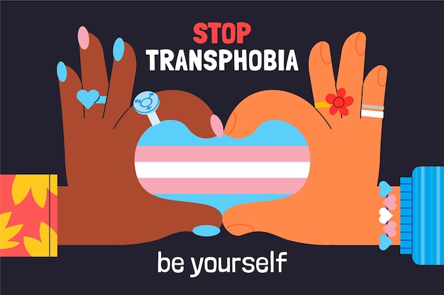 Dibujado a mano diseño plano detener el concepto de transfobia