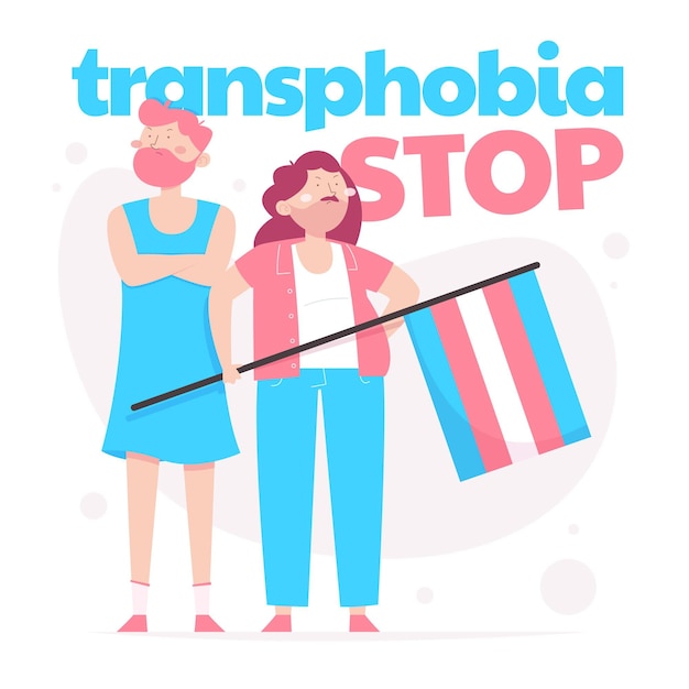 Dibujado a mano diseño plano detener el concepto de transfobia