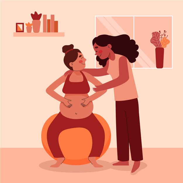 Dibujado a mano diseño plano embarazo yoga