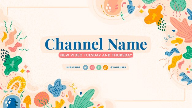 Dibujado a mano diseño plano formas abstractas canal de youtube arte