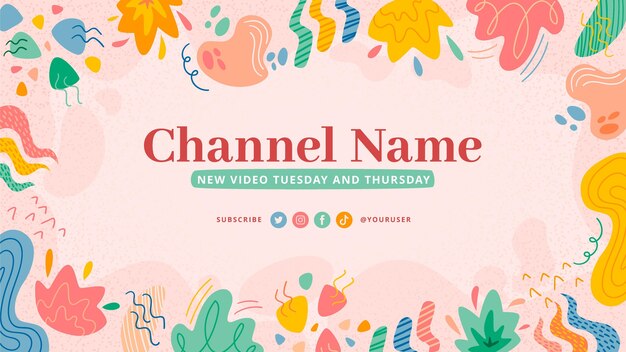 Dibujado a mano diseño plano formas abstractas canal de youtube arte