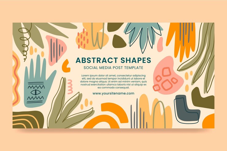 Dibujado a mano diseño plano formas abstractas publicación de facebook