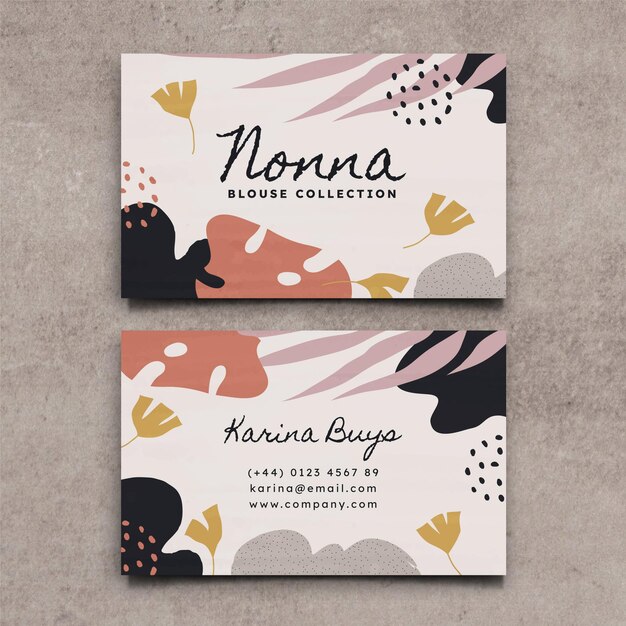 Dibujado a mano diseño plano formas abstractas tarjetas de visita