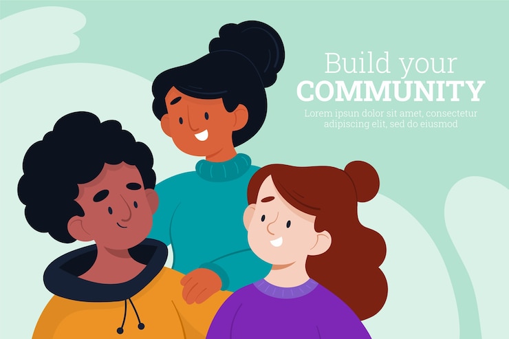Vector gratuito dibujado a mano diseño plano grupo de personas composición de fondo