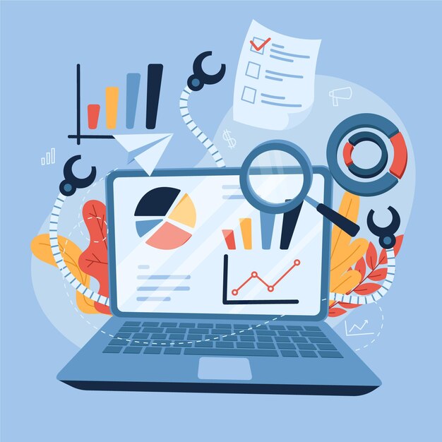 Dibujado a mano diseño plano recopilación de datos en concepto de negocio