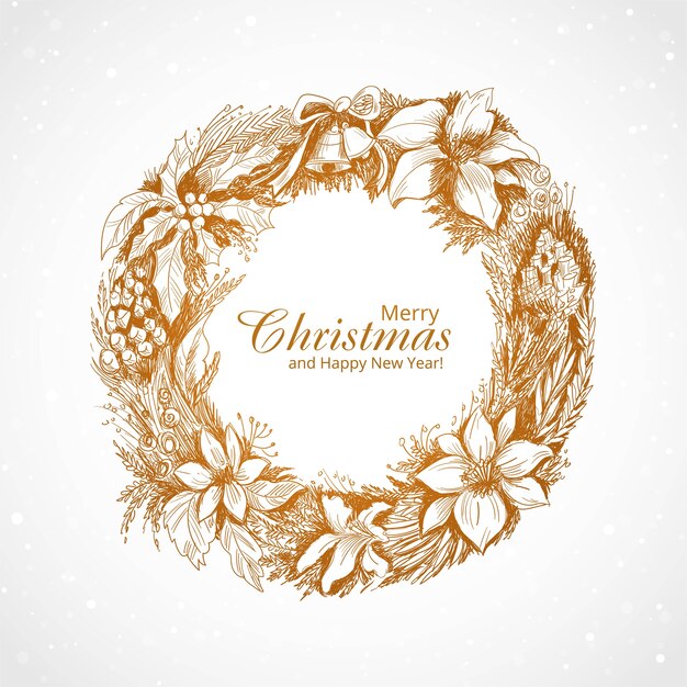 Dibujado a mano diseño de tarjeta de adorno de invierno de feliz Navidad