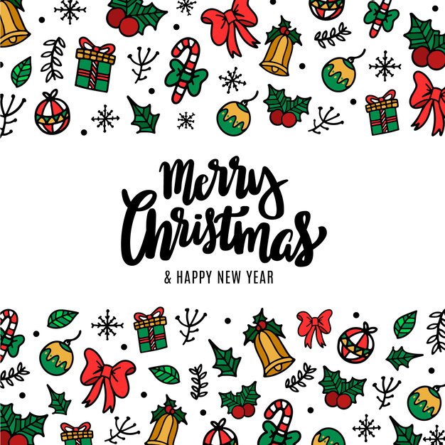 Dibujado a mano divertido fondo de Navidad
