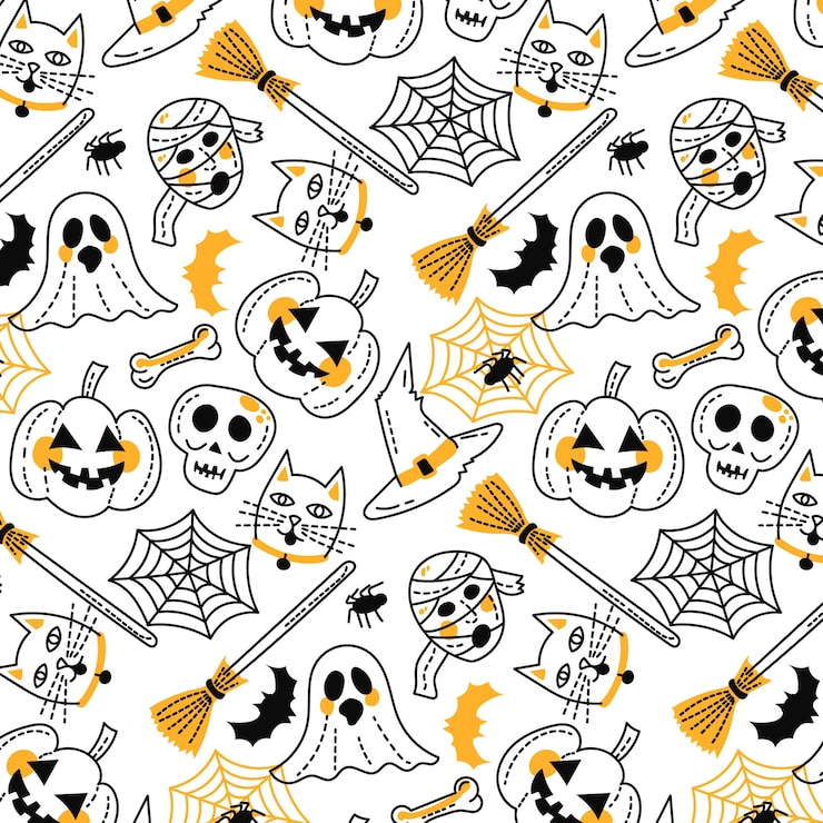 Vector gratuito dibujado a mano divertido patrón de halloween