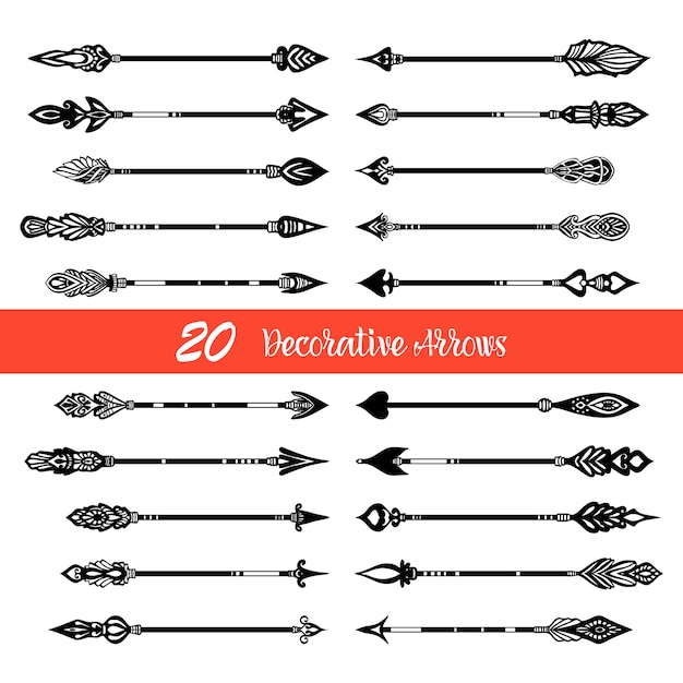 Dibujado a mano doodle conjunto de flechas