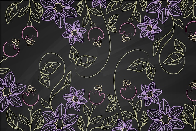 Dibujado a mano doodle fondo de flores violetas