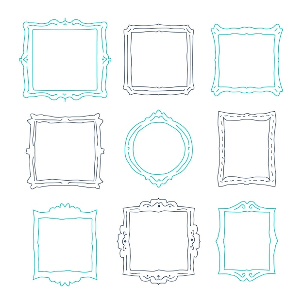 Vector gratuito dibujado a mano doodle frame collection