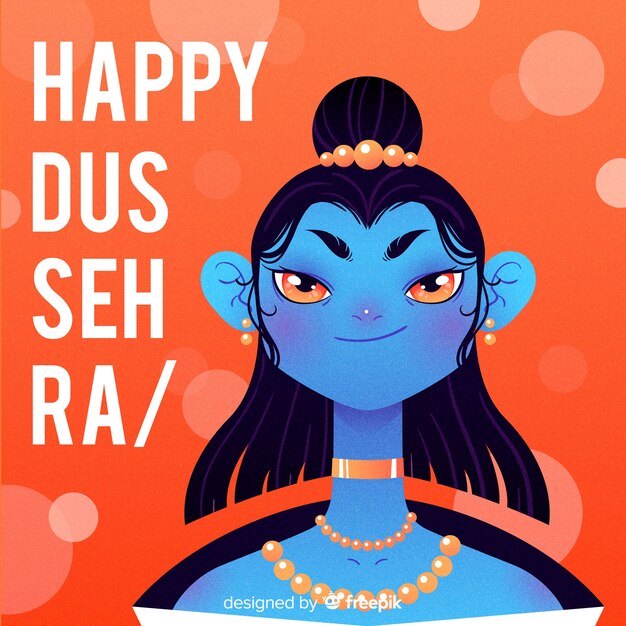 Dibujado a mano dussehra diosa feliz