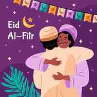 Vector gratuito dibujado a mano eid al-fitr - ilustración de eid mubarak