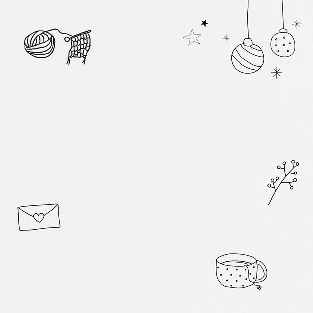 Dibujado a mano estilo de vida marco vector lindo invierno doodle ilustración