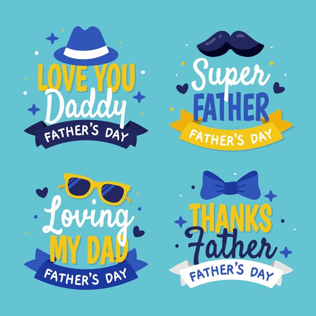 Dibujado a mano etiquetas del día del padre