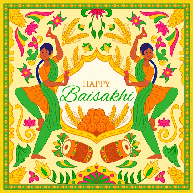 Dibujado a mano feliz baisakhi