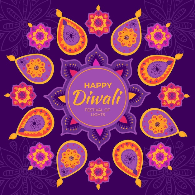 Dibujado a mano feliz concepto de diwali