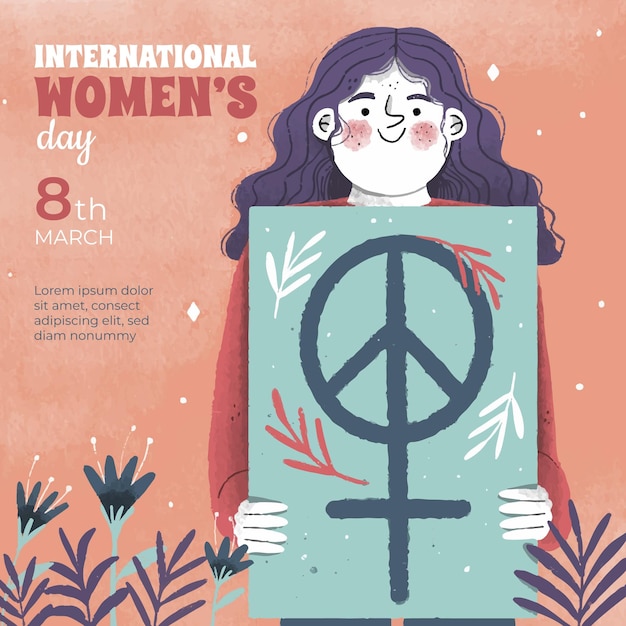 Dibujado a mano feliz día internacional de la mujer