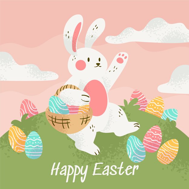 Dibujado a mano feliz día de pascua