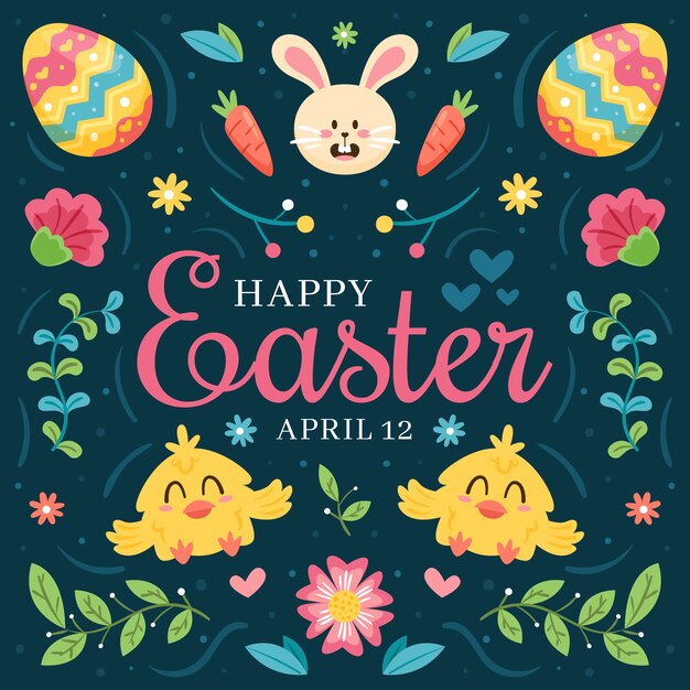 Dibujado a mano feliz día de pascua