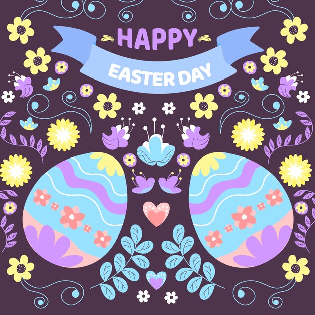 Dibujado a mano feliz día de pascua