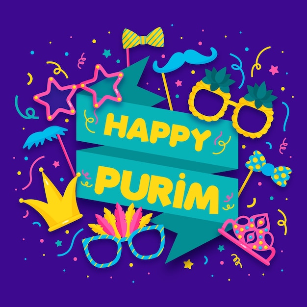 Dibujado a mano feliz día de purim