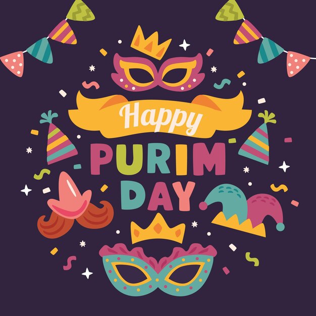 Dibujado a mano feliz día de purim