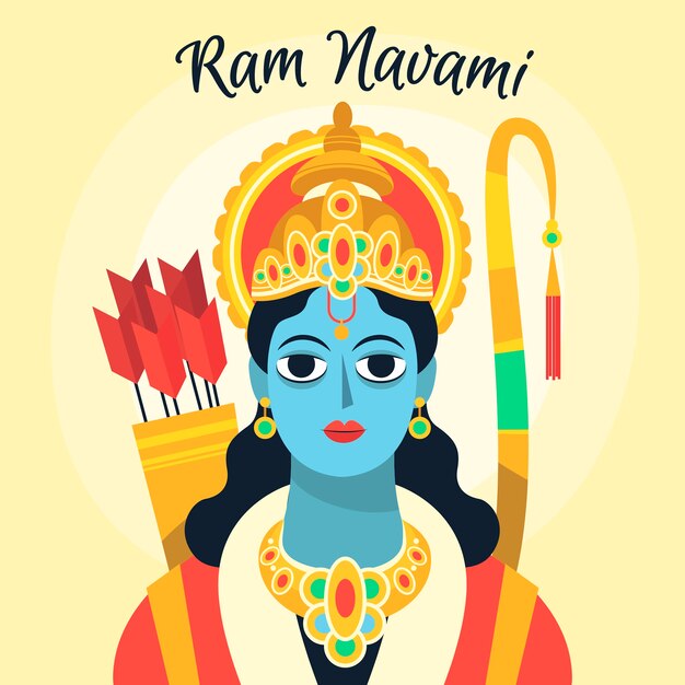 Dibujado a mano feliz día ram navami