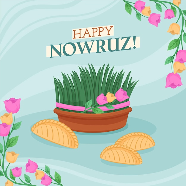 Vector gratuito dibujado a mano feliz evento nowruz