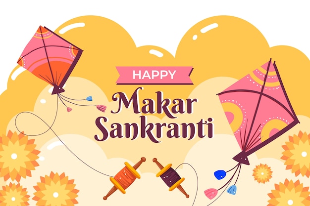 Vector gratuito dibujado a mano feliz fondo makar sankranti