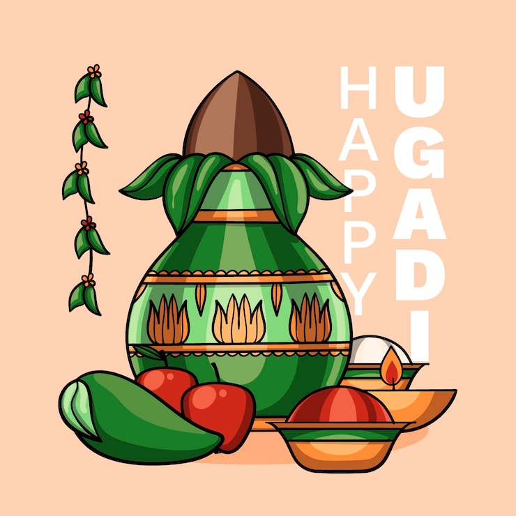 Vector gratuito dibujado a mano feliz ilustración de ugadi