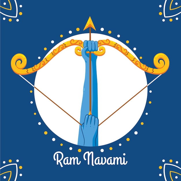 Dibujado a mano feliz ram navami tema