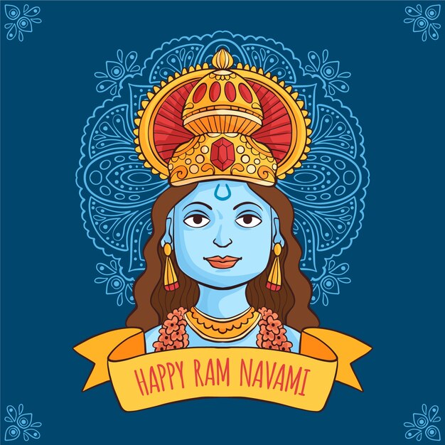 Dibujado a mano feliz ram navami